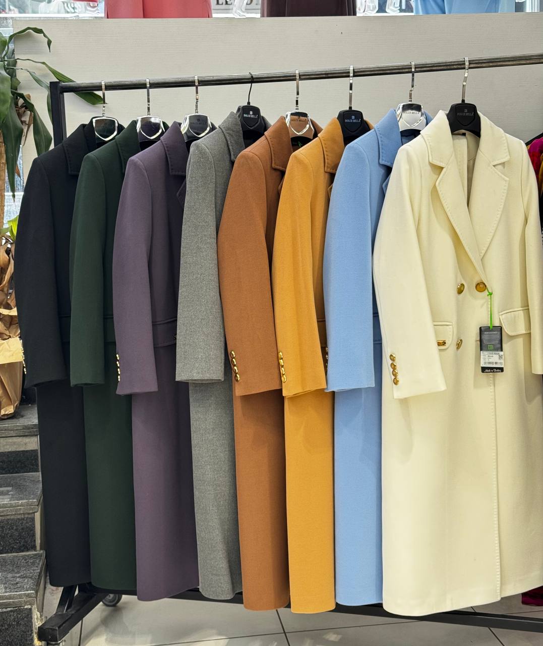 Manteau Long Double Boutonnage Doré - Collection 8 coloris