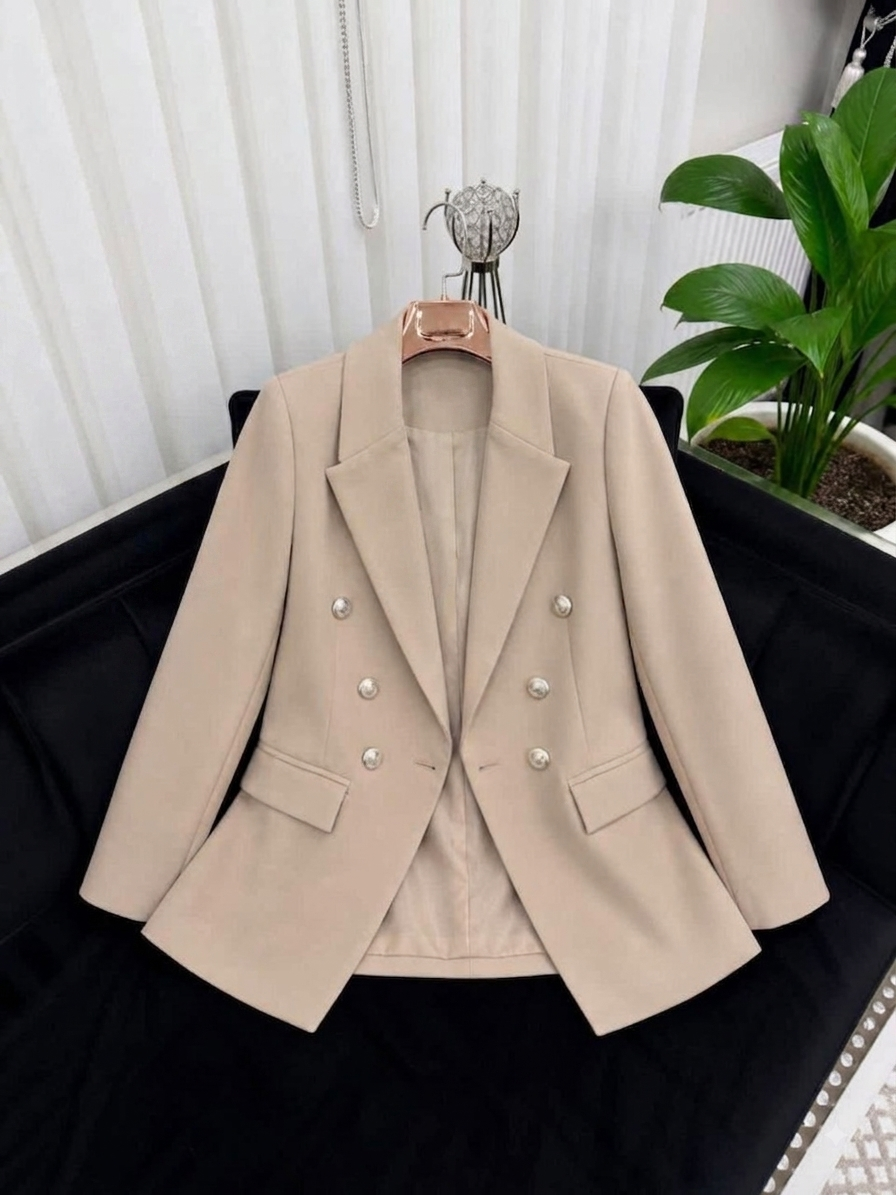 Blazer Double Boutonnage à Boutons Dorés - coloris neutre