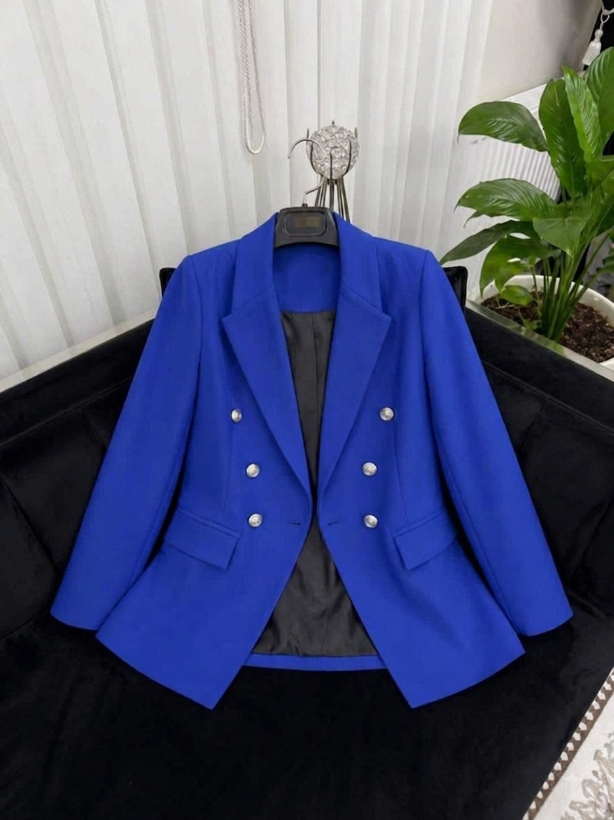 Blazer Double Boutonnage à Boutons Dorés
