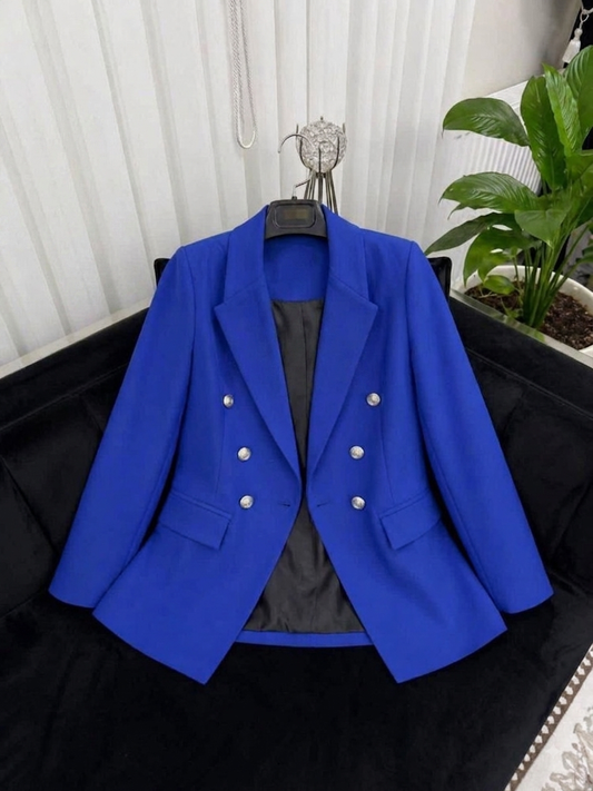 Blazer Double Boutonnage à Boutons Dorés
