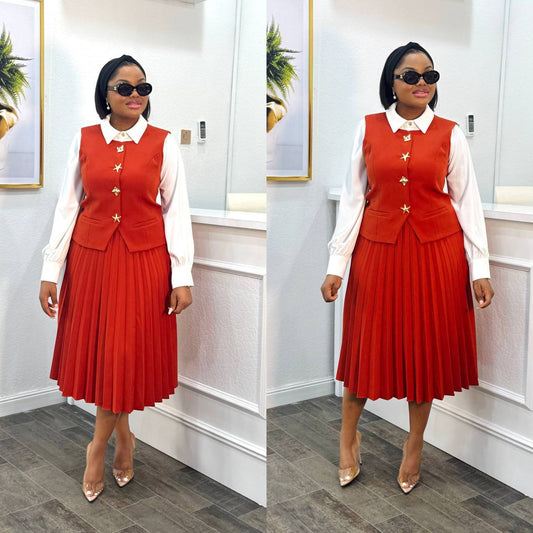 Ensemble tailleur blazer croisé et pantalon large