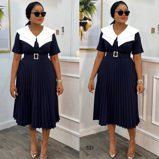 Robe midi blazer croisée à double boutonnage et jupe plissée