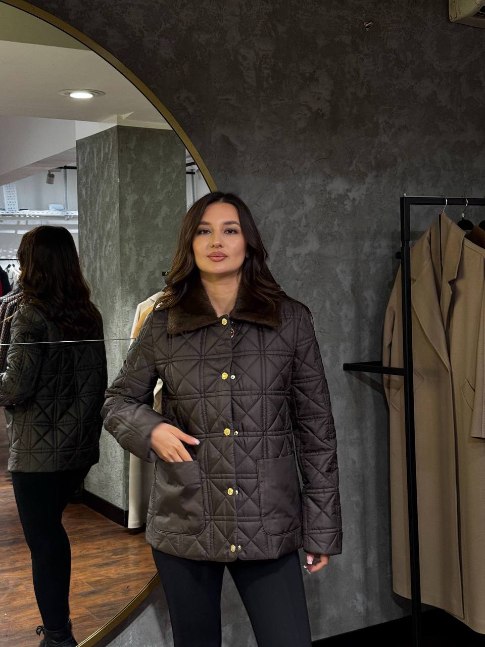 Veste matelassée brun foncé vue de face