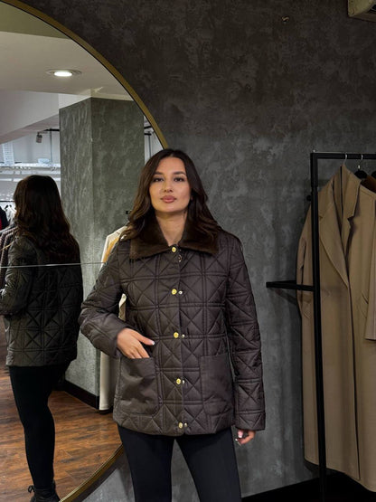 Veste matelassée brun foncé vue de face
