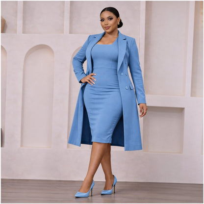 Ensemble Blazer Long Robe Fourreau - Vert Émeraude